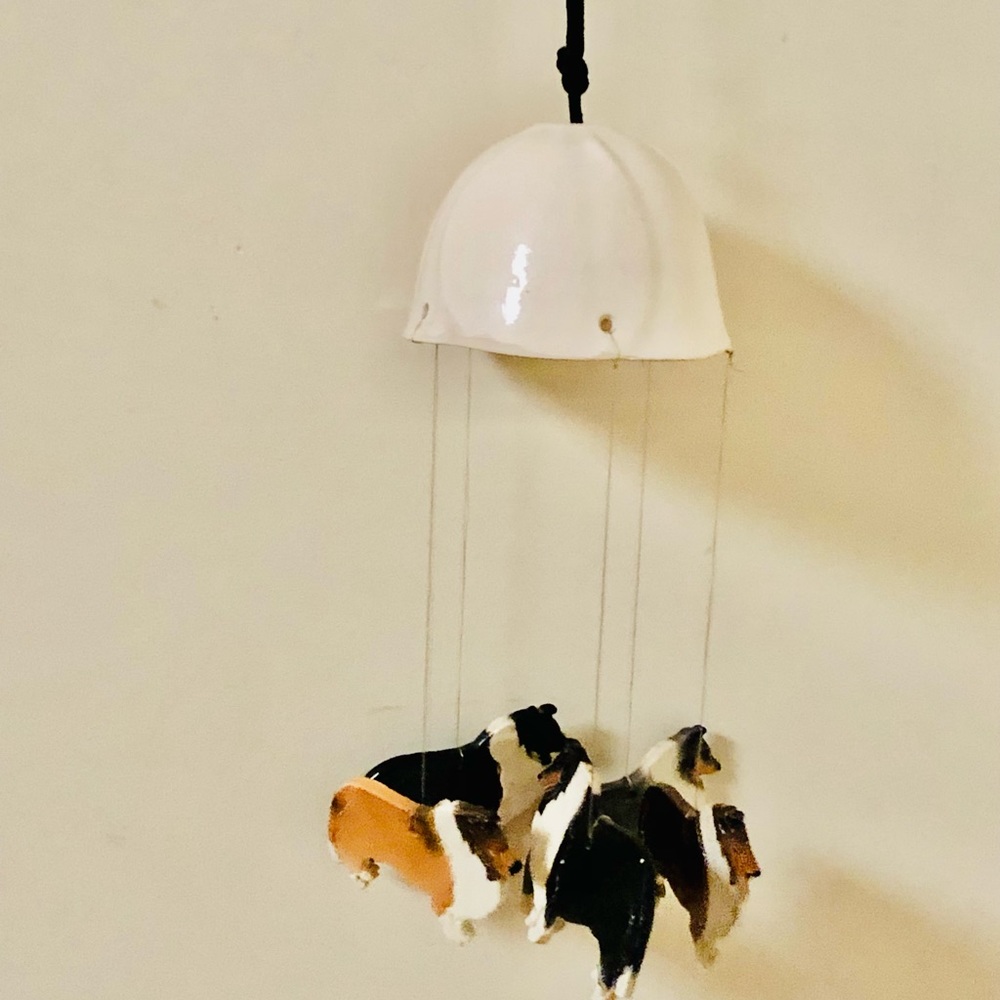 Wind Chime Ceramic Collies  Vintage